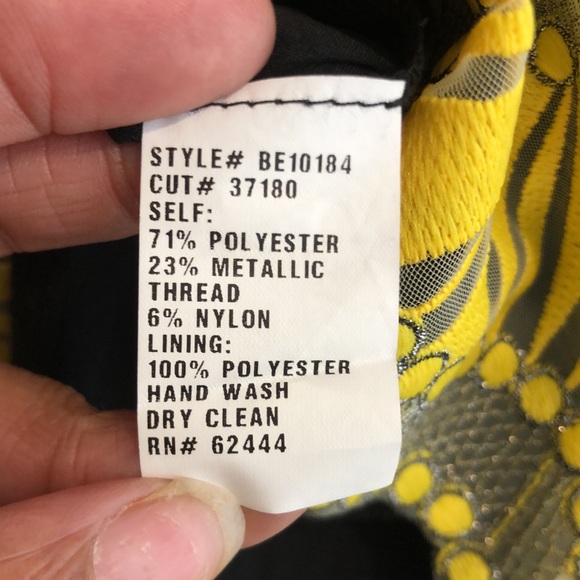 NWT Nicole Miller Artelier Yellow & Grey Metallic Lace Skirt SIZE 0 NEW WITH TAG - Picture 7 of 8